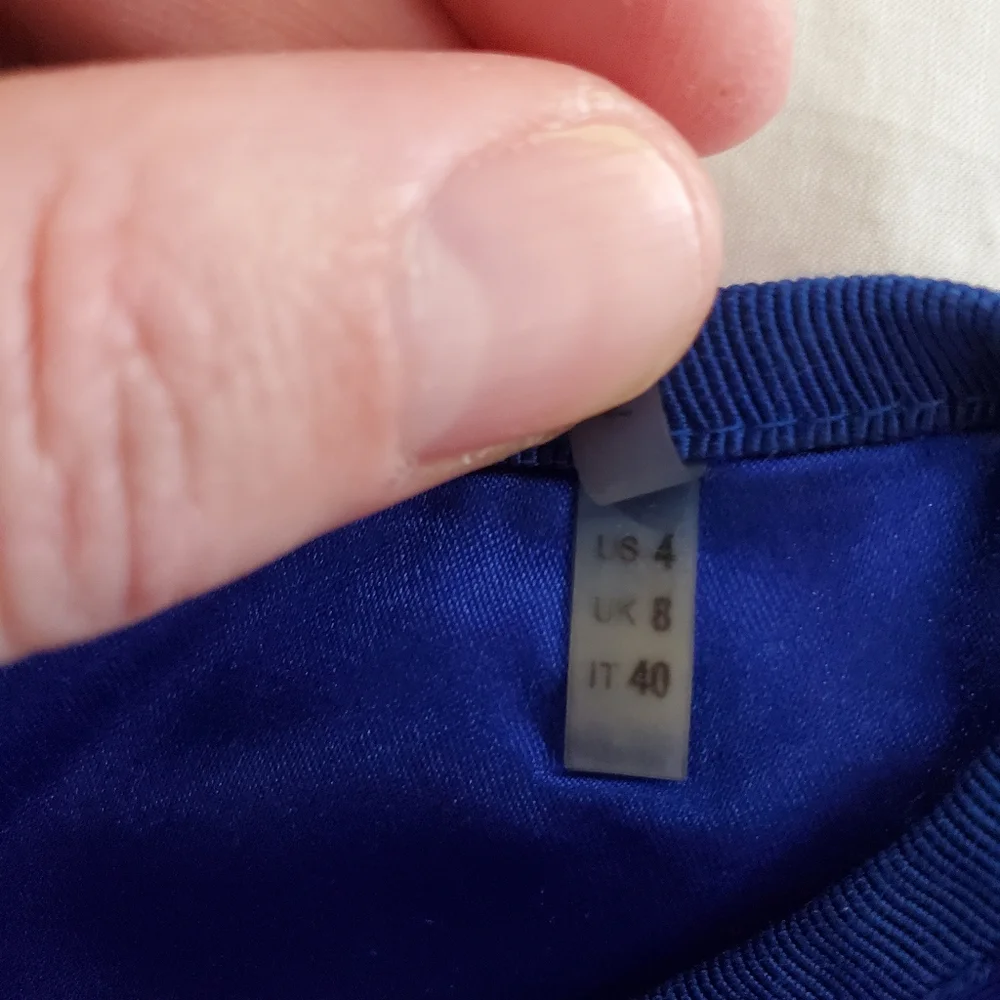 T Tahari Blue White Zebra Print Lined Sleeveless Dress Neon Zipper - Picture 4 of 7